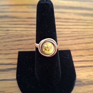 Ring Honey Rose Dahlia Natural Stone Copper Size 7.5